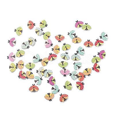 2-Hole Spray Painted Wooden Buttons BUTT-H001-01-1