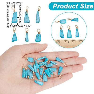 50Pcs Dyed Natural Howlite Pendants PALLOY-AB00142-1