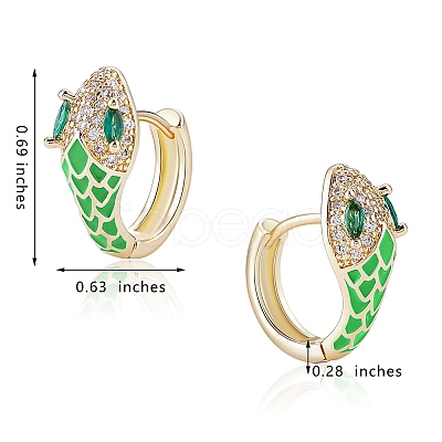 Cubic Zirconia Snake Hoop Earrings with Enamel EJEW-SZ0001-87B-1