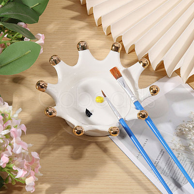 Porcelain Crown Shape Jewelry Plate DJEW-WH0039-120-1