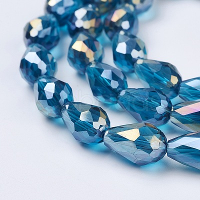 Electroplate Glass Beads Strands X-EGLA-D015-15x10mm-31-1