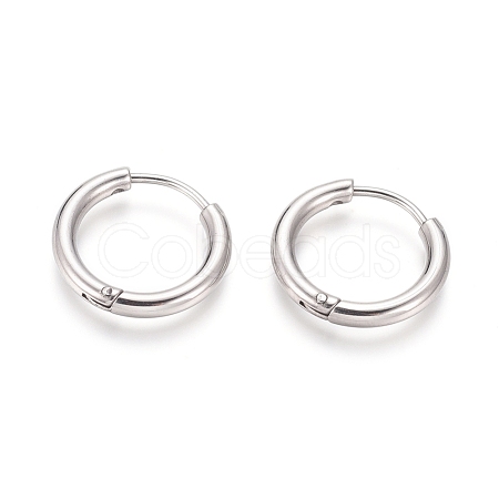 Tarnish Resistant 304 Stainless Steel Huggie Hoop Earrings EJEW-F111B-17mm-P-1