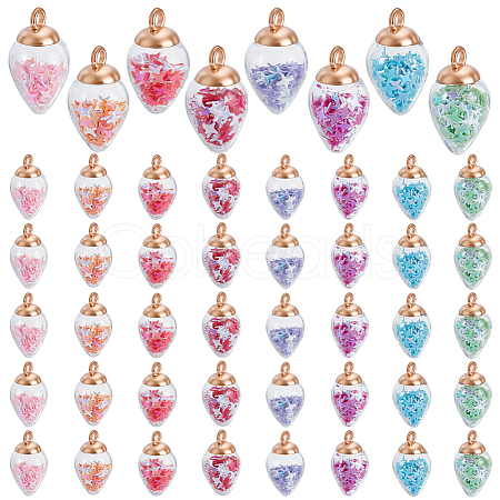 64Pcs 8 Colors Glass Pendants GGLA-GA0001-07A-1