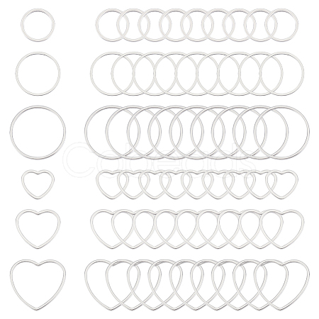 60Pcs 6 Styles 304 Stainless Steel Linking Ring STAS-UN0056-44-1