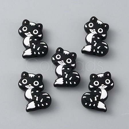 Cat Silicone Beads SIL-WH0002-86E-1