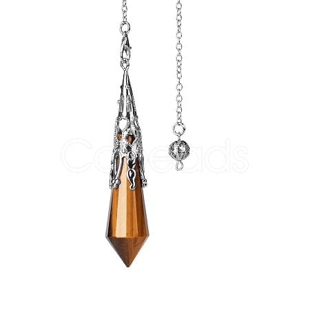 Natural Tiger Eye Dowsing Pendulum Big Pendants PW-WGF0B2B-04-1