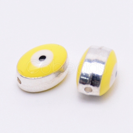 Double-Sided Enamel Alloy Beads ENAM-WH0049-40P-01-RS-1
