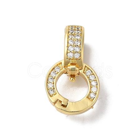 Rack Plating Brass Micro Pave Clear Cubic Zirconia Twister Clasps KK-A222-05A-G-1