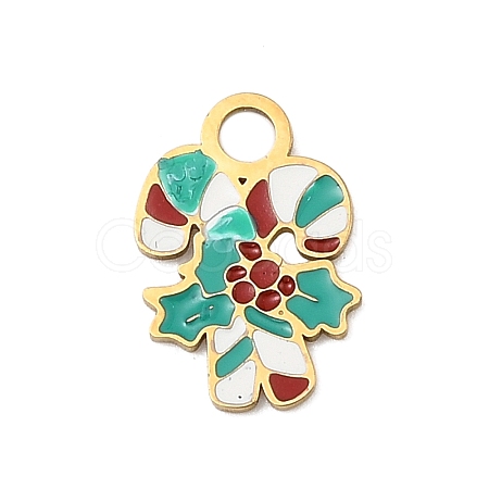 Christmas 304 Stainless Steel Enamel Charms STAS-I356-02G-06-1