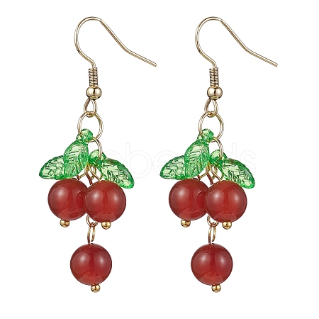 Natural Carnelian Grapes Dangle Earrings EJEW-JE05689-01-1