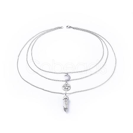 Bullet Natural Howlite Pendant Tiered Necklaces NJEW-JN02457-05-1