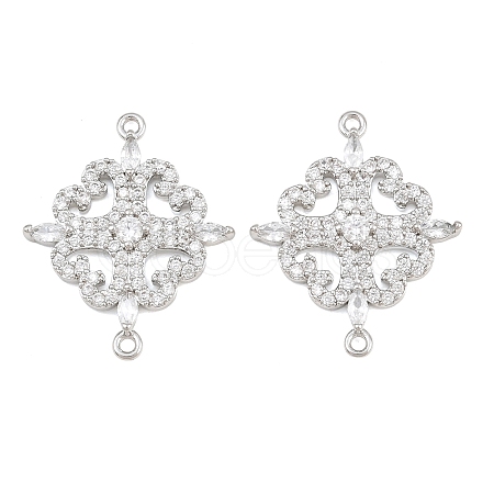Brass Micro Pave Clear Cubic Zirconia Connector Charms CU-CBA7BFE-03E-P-1