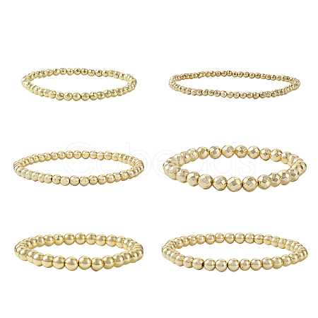 6Pcs 6 Style Synthetic Hematite Round Beaded Stretch Bracelets Set BJEW-SW0001-01-1