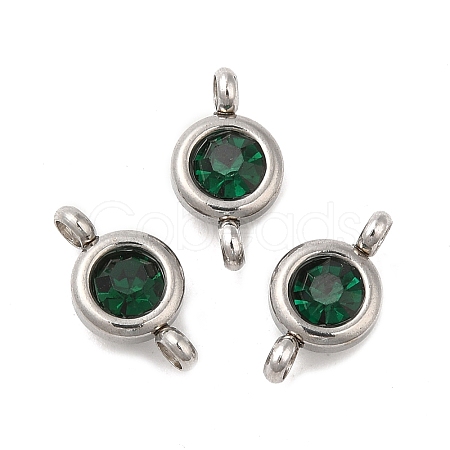304 Stainless Steel Single Rhinestone Connector Charms STAS-E194-13P-01-1