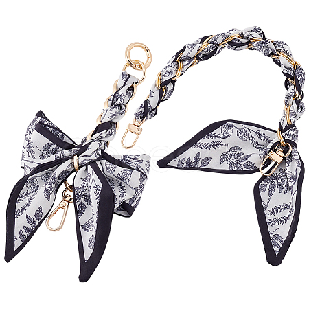2Pcs 2 Styles Bowknot Ribbon Alloy Handbag Chain Straps FIND-GO0003-74-1