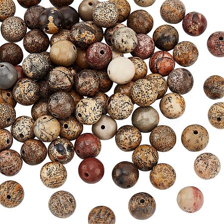 2 Strands Round Natural Dendritic Jasper Beads Strands G-OC0004-31-1