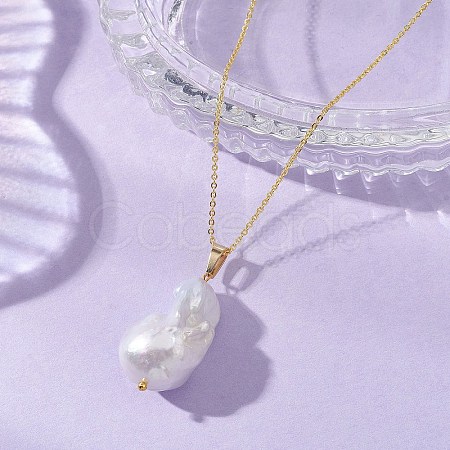 Natural Baroque Pearl Keshi Pearl Pendant Necklaces NJEW-JN06083-1