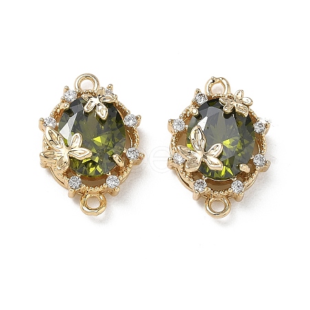 Brass Micro Pave Cubic Zirconia Connector Charms KK-P355-12G-02-1