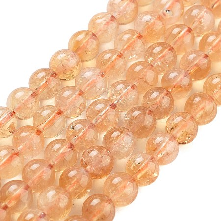 Natural Citrine Beads Strands G-S150-09-6mm-1