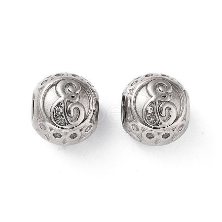 304 Stainless Steel Rhinestone European Beads STAS-A092-10E-P-1