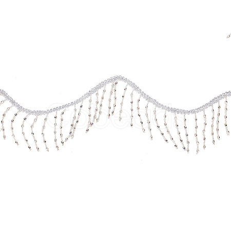 2 Yards Polyester with Plastic Beads Tassel Ribbons OCOR-DR0001-01-1