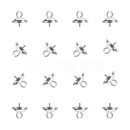 Ion Plating(IP) 304 Stainless Steel Cup Pearl Peg Bails Pin Pendants STAS-UN0009-03S-1