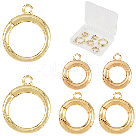 6Pcs 3 Styles Brass Spring Gate Clasps KK-SC0007-09-1