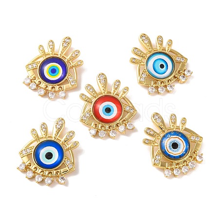 Rack Plating Brass Micro Pave Cubic Zirconia Pendants KK-H486-22G-1