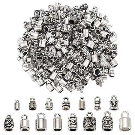 90Pcs 15 Styles Alloy Cord Ends FIND-PH0026-30-1