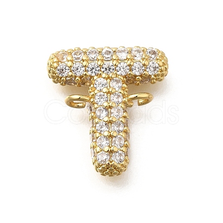 Brass Micro Pave Cubic Zirconia Letter Links KK-I717-04T-1