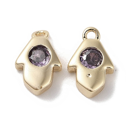 Brass Micro Pave Cubic Zirconia Charms KK-G491-27G-02-1