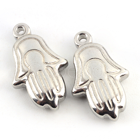 Tarnish Resistant Hamsa Hand/Hand of Fatima/Hand of Miriam 201 Stainless Steel Pendants STAS-Q192-62-1