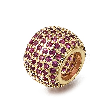 Brass Red Corundum European Beads KK-C262-18G-1