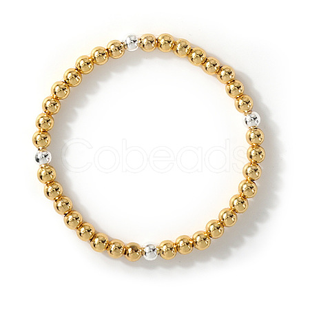 Brass Round Beads Stretch Bracelets for Women LS-HH7054-8-1