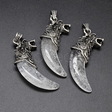 Antique Silver Zinc Alloy Natural Quartz Crystal Big Pendants G-F228-63G-FF-1