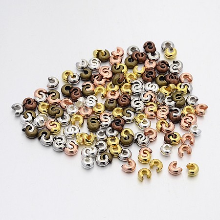 Mixed Style Iron Crimp Beads Covers IFIN-X0031-NR-1