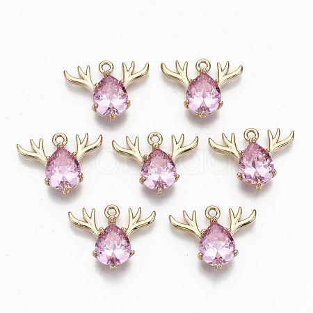 Brass Glass Rhinestone Pendants GLAA-S179-24B-RS-1