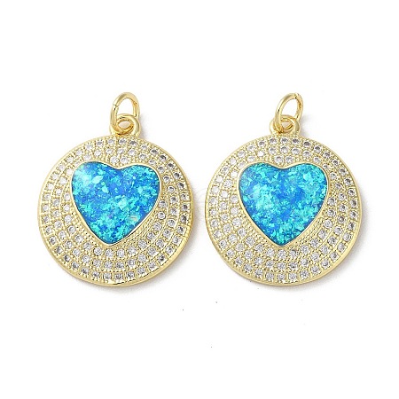 Brass Micro Pave Clear Cubic Zirconia Pendants KK-C045-01B-G-1