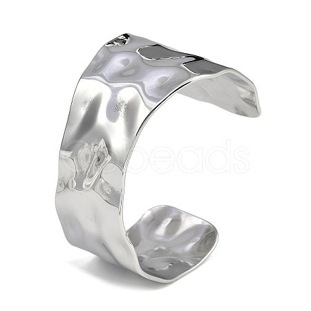 304 Stainless Steel Textured Cuff Bangles for Women BJEW-Z077-02P-1