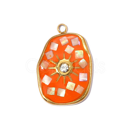 304 Stainless Steel Enamel Pendants STAS-OY013-32G-1