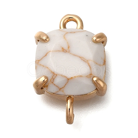 Brass Glass Imitation Gemstone Connector Charms KK-Z076-01G-04-1