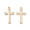 Rack Plating Brass Pendants, Long-Lasting Plated, Cadmium Free & Lead Free, Cross Charms, Golden, 17.5x10x1mm, Hole: 1mm