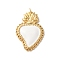 Rack Plating Brass Enamel Pendants, with Jump Ring, Cadmium Free & Lead Free, Long-Lasting Plated, Real 18K Gold Plated, Sacred Heart Charm, White, 34x23x3.5mm, Hole: 3.5mm