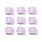 Opaque Acrylic Beads, Metal Enlaced, Square with Flower Pattern, Pearl Pink, 9.5~10x10.5~11x3.5mm, Hole: 1.6mm, about 1990pcs/500g