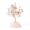 Natural Gemstone Money Tree with Natural Rose Quartz Base Display Decorations, for Home Office Decor Good Luck, 61x45x145mm