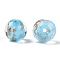 Luminous Handmade Gold Sand Lampwork Beads, Glow in the Dark, Round, Light Sky Blue, 9.5~10x8.5~9.5mm, Hole: 1.4~1.6mm