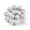 Electroplate Pearlized Glass Pearl Beads, Iridescent, Round, Gainsboro, 10x10mm, Hole: 1.2mm, about 346pcs/Pound