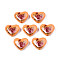 Flower Printed Opaque Acrylic Heart Beads, Sandy Brown, 16x19x8mm, Hole: 2mm