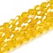 Transparent Electroplate Glass Beads Strands, AB Color Plated, Faceted, Bicone, Gold, 2.9~3.3x2.5mm, Hole: 0.7mm, about 145~150pcs/strand, 41.5~42cm