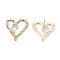 Clear Cubic Zirconia Heart Stud Earrings, Brass Jewelry for Women, Cadmium Free & Nickel Free & Lead Free, Real 18K Gold Plated, 19.5x20mm, Pin: 0.7mm